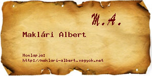 Maklári Albert névjegykártya